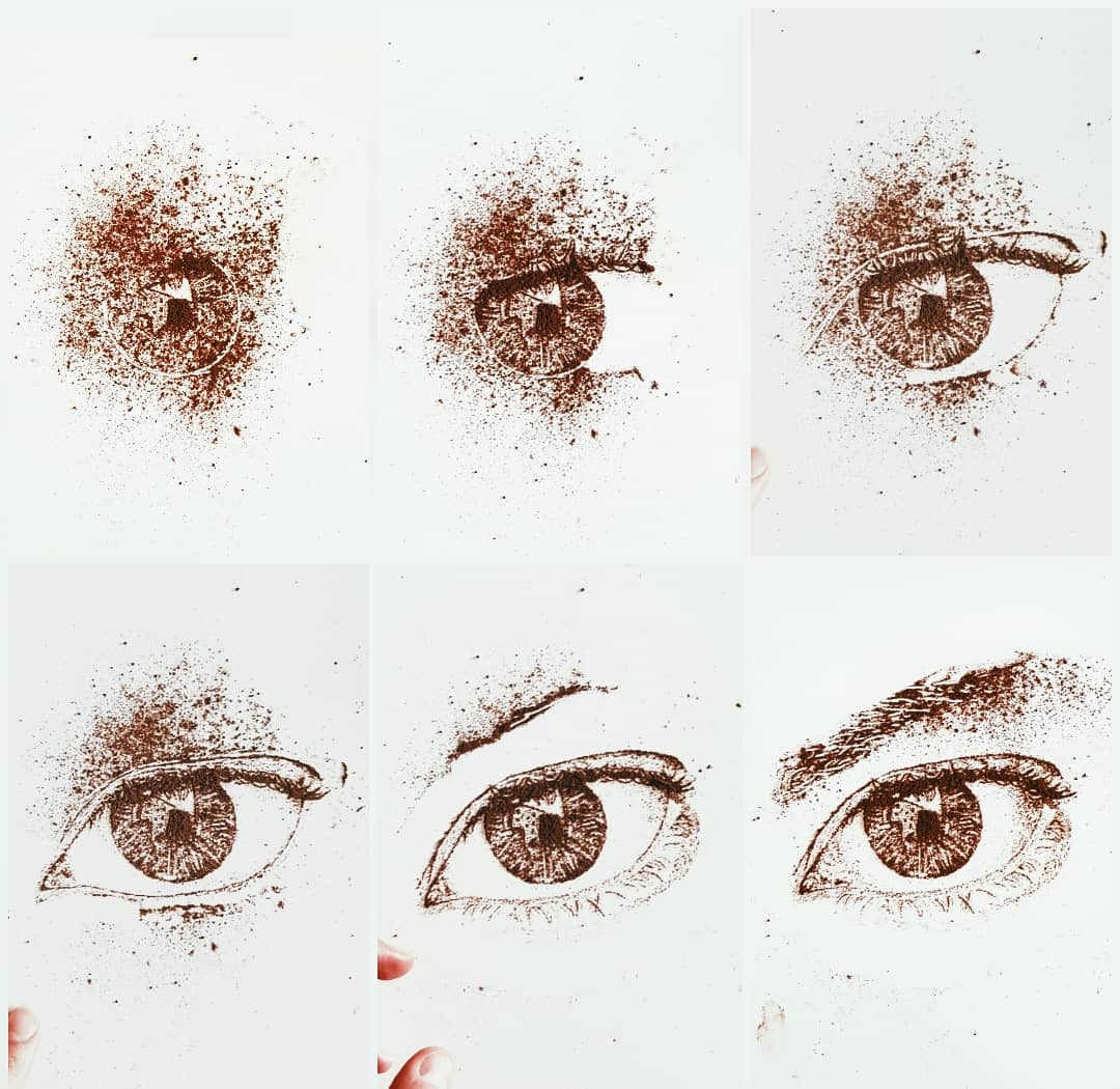 Progression of an eye artwork