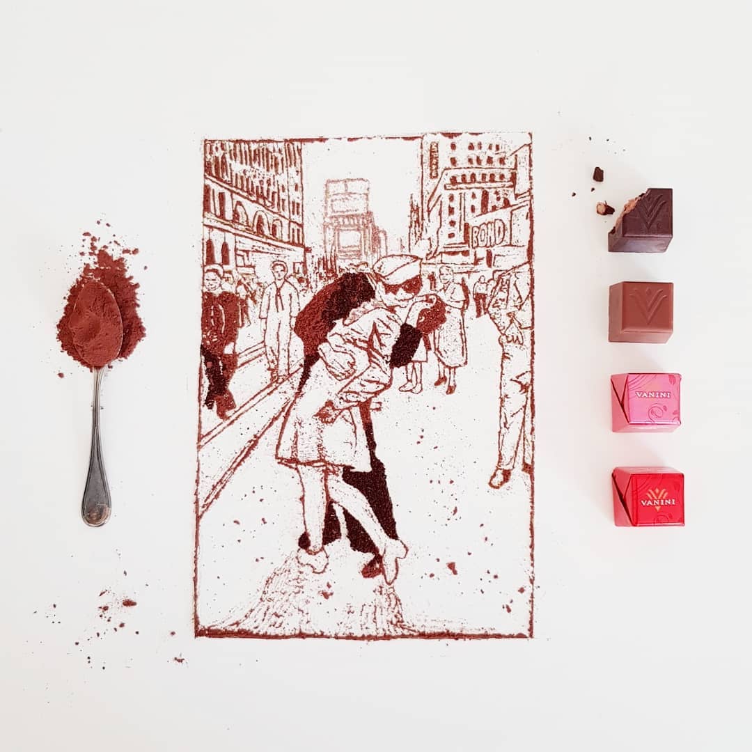 A unique artwork created with cocoa powder