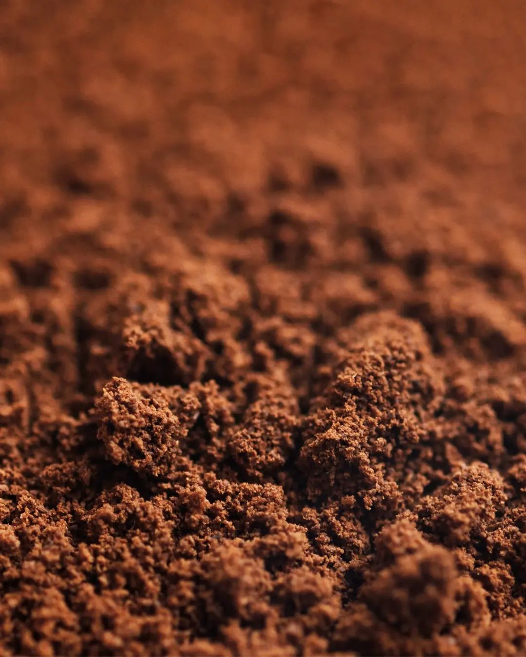 Close-up of ground coffee with a rich dark brown texture