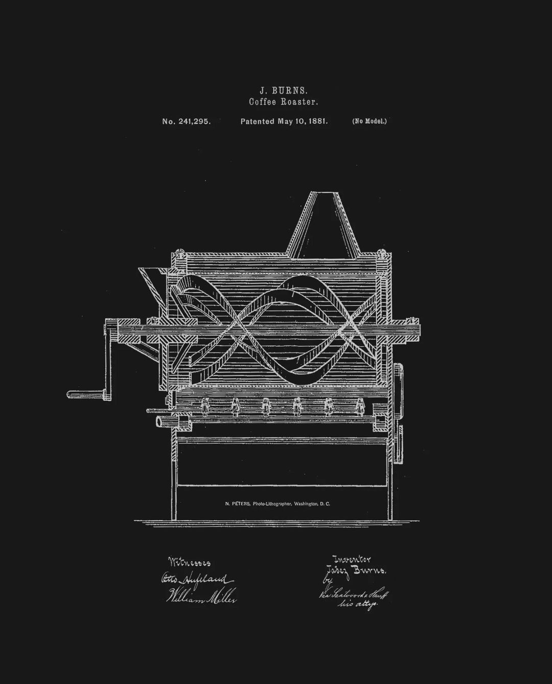 Patent Diagram of J. Burns Coffee Roaster